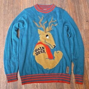 Gain Deer Ugly Christmas Sweater - SMALL Tipsy Elves Gym Funny Christmas